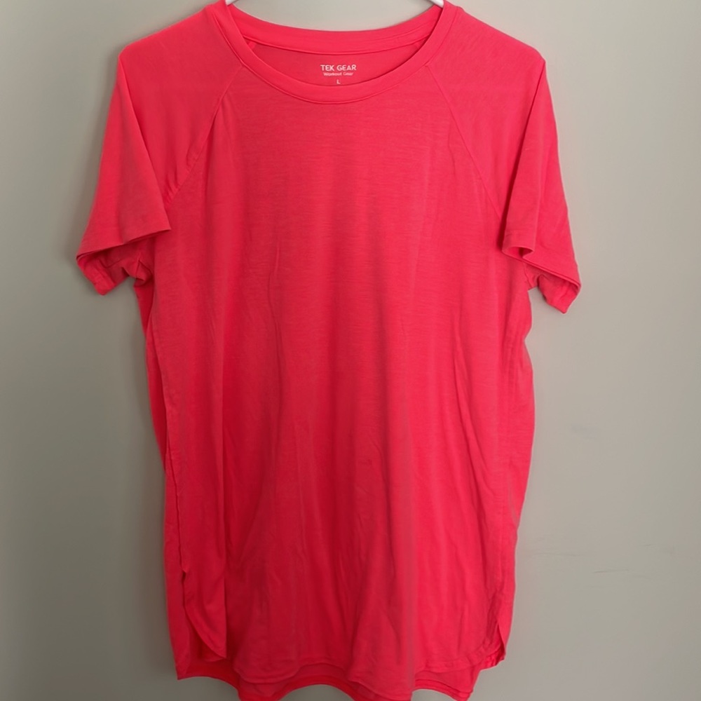 Tek Gear Workout Gear Bright Pink-Peach Athletic Tee- Large